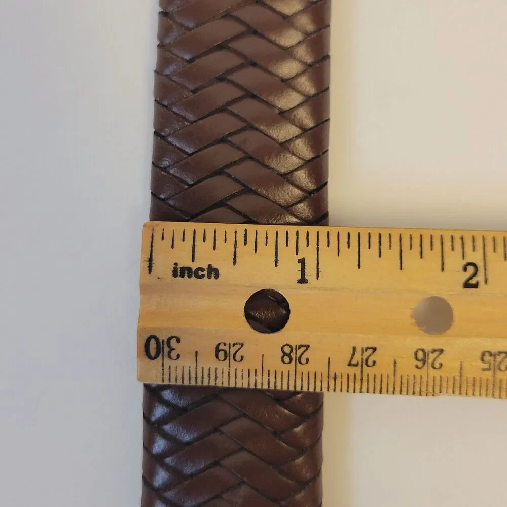 Classic Unisex Belt Genuine Leather Double Braided Brown Color